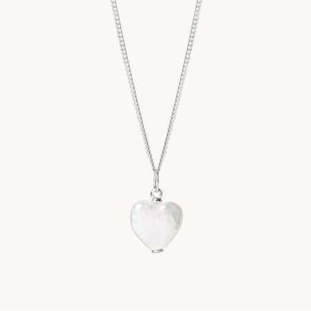 Pearl Heart Necklace Silver